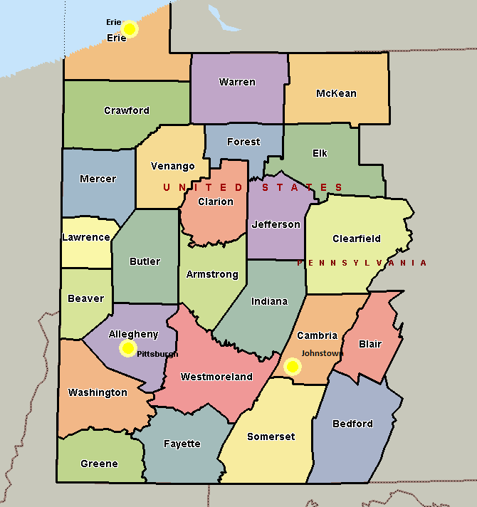 Pennsylvania Western County Map | Western District of Pennsylvania
